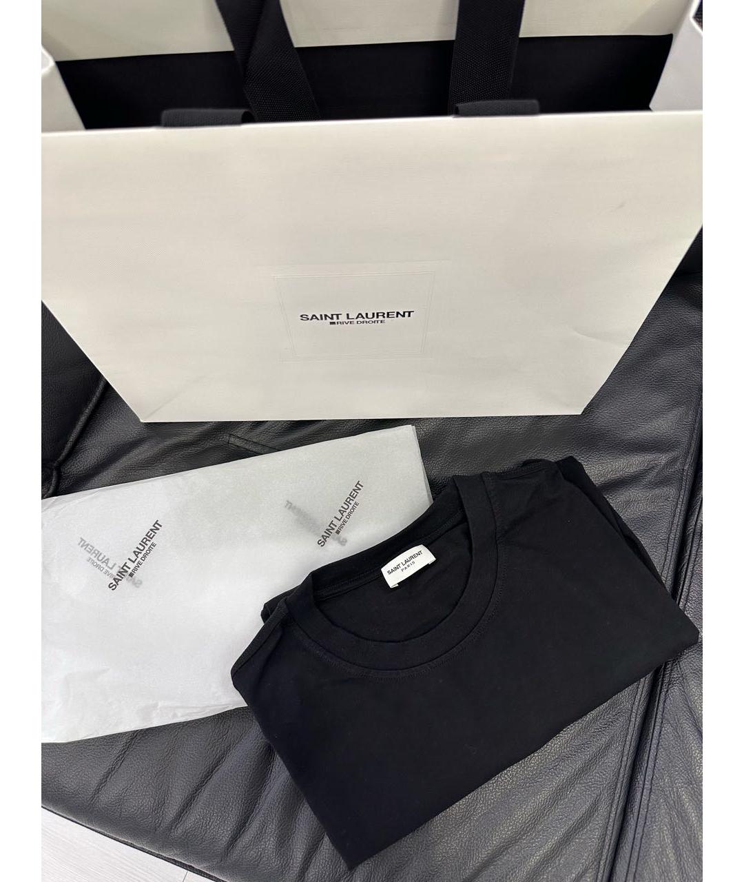 SAINT LAURENT Черная хлопковая футболка, фото 2
