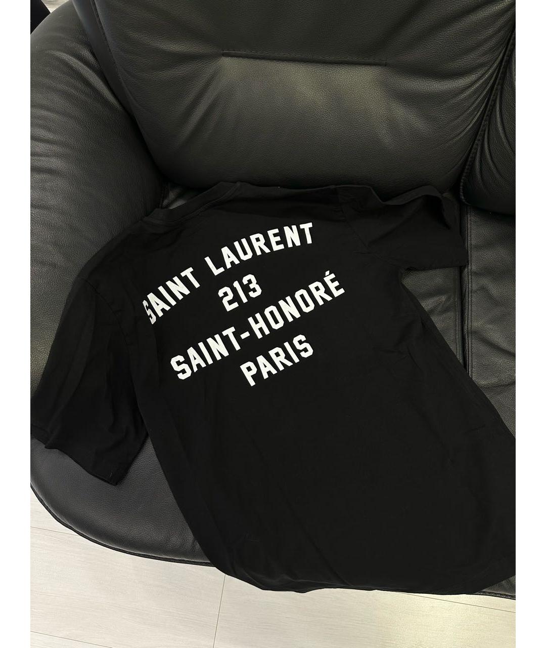 SAINT LAURENT Черная хлопковая футболка, фото 3