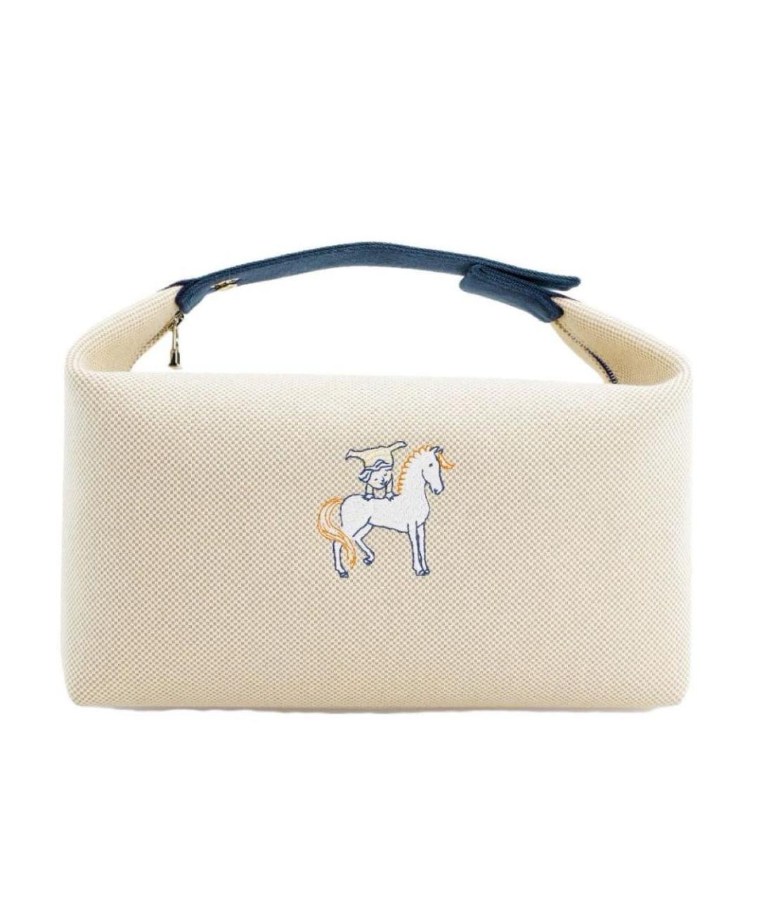 HERMES Серая хлопковая косметичка, фото 7