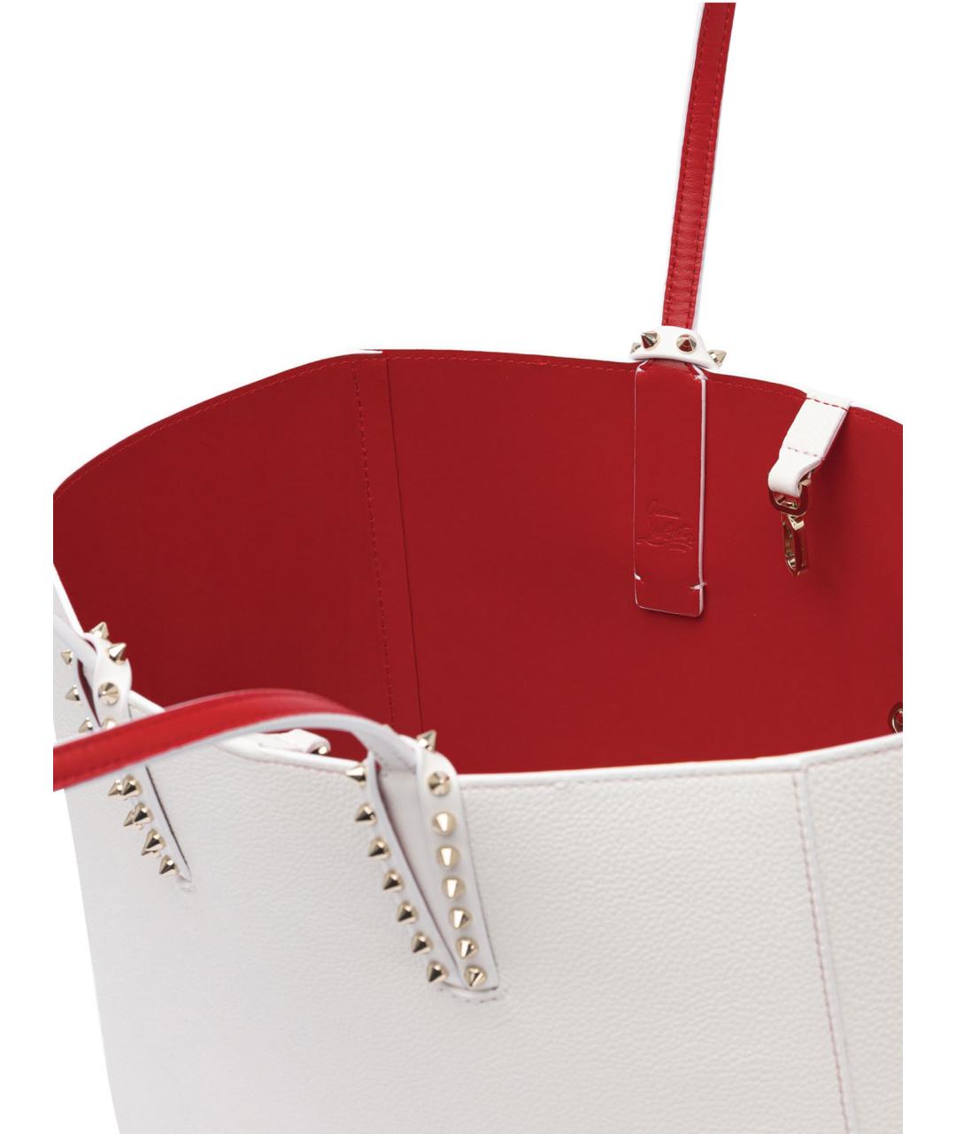 CHRISTIAN LOUBOUTIN Белая кожаная сумка тоут, фото 5
