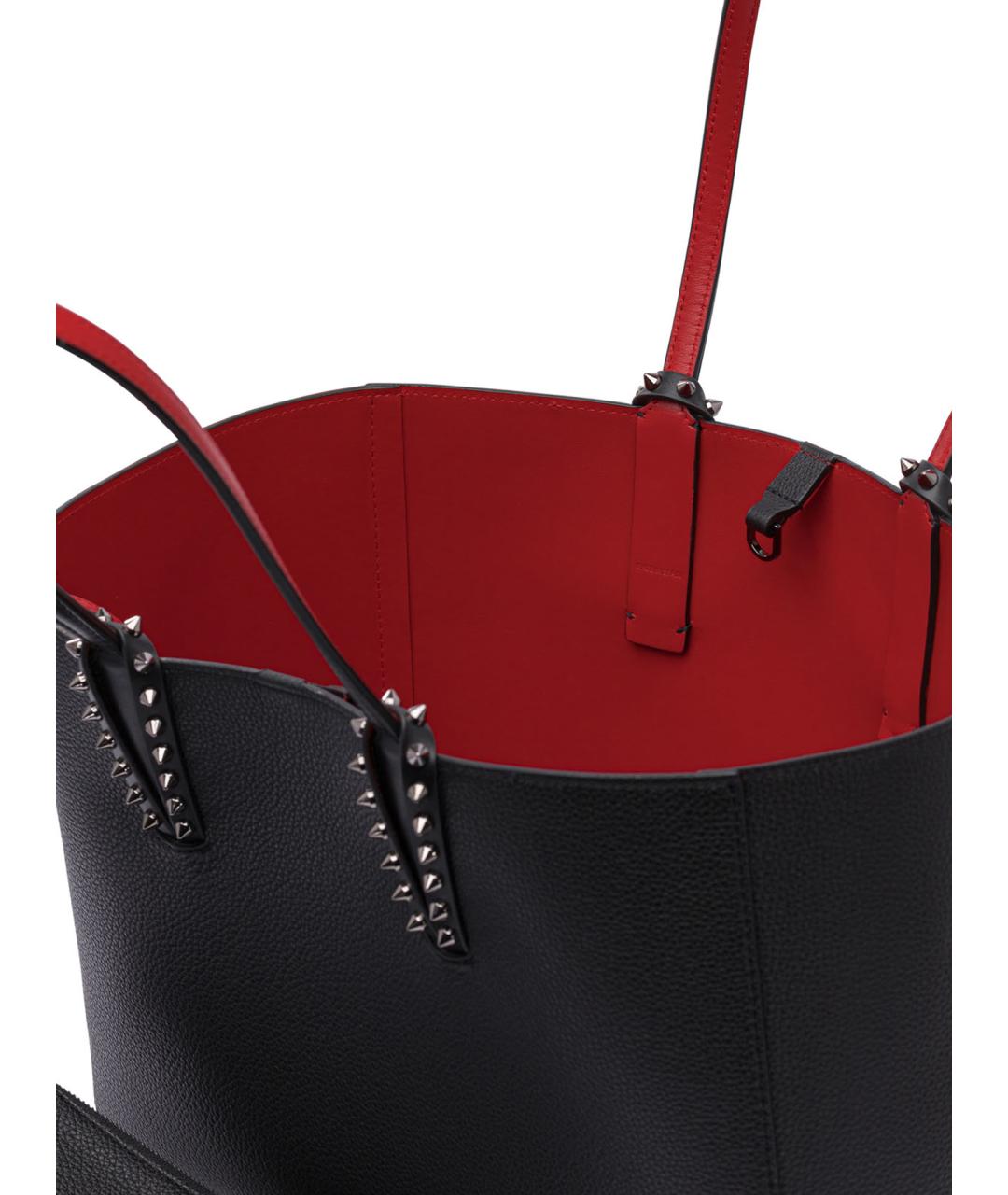 CHRISTIAN LOUBOUTIN Черная кожаная сумка тоут, фото 5
