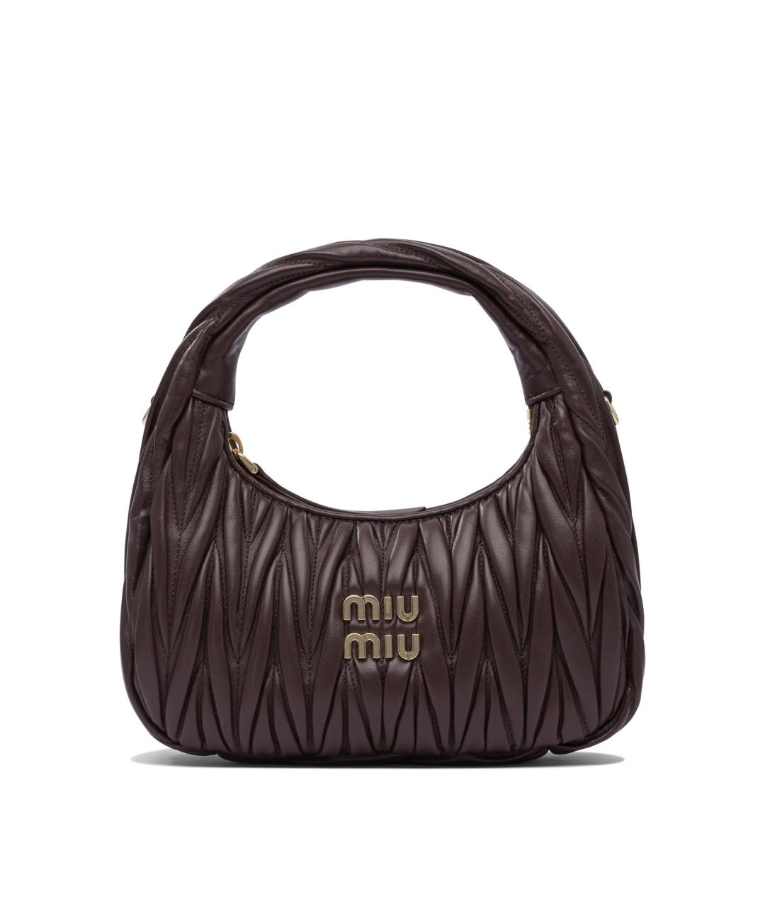 MIU MIU Коричневая кожаная сумка с короткими ручками, фото 1