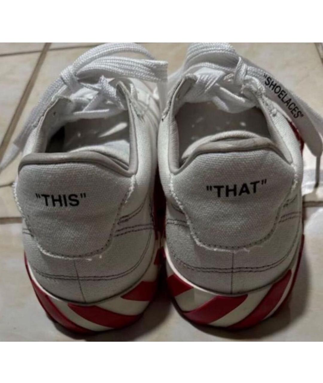 OFF-WHITE Белые текстильные кеды, фото 4
