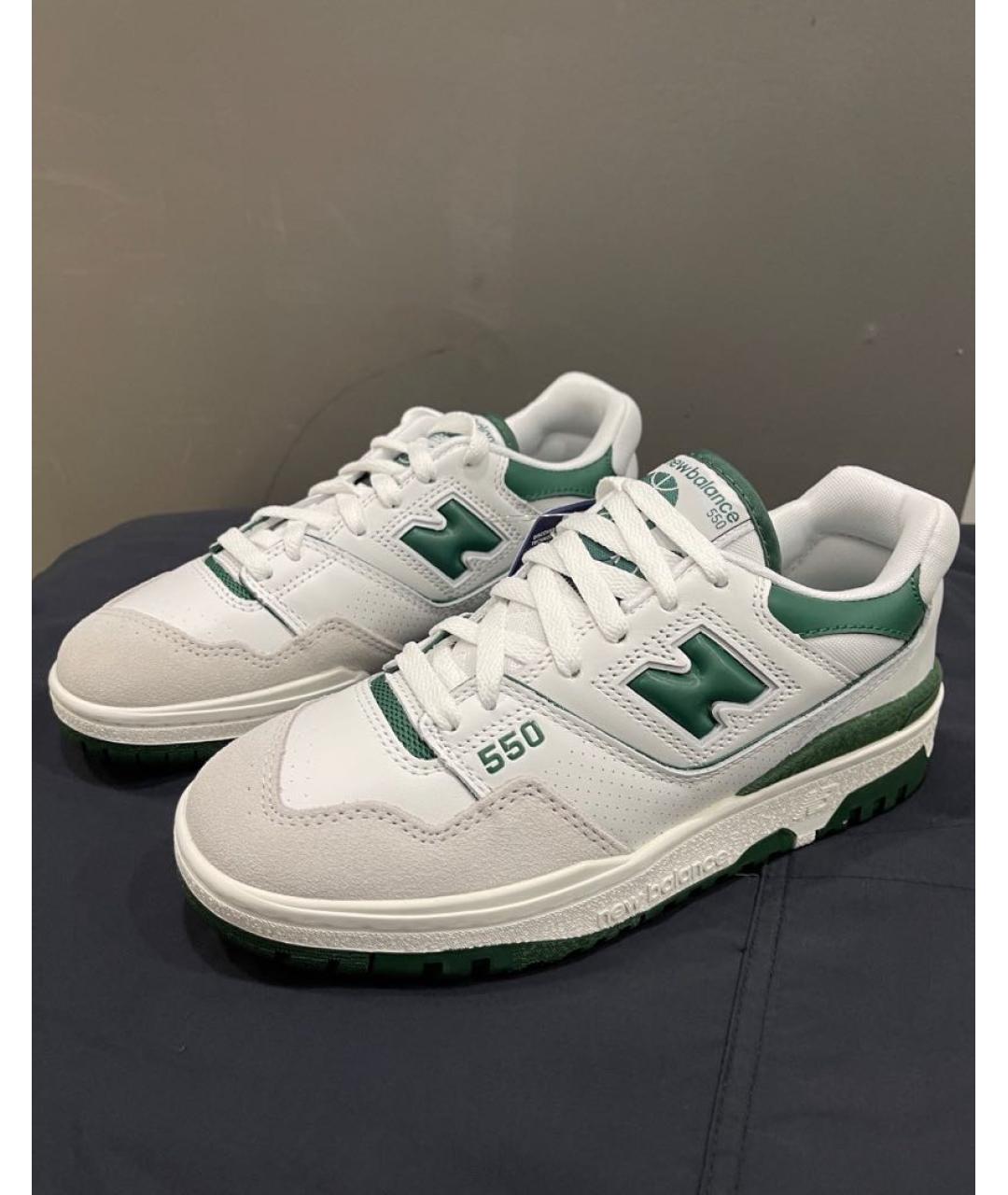 NEW BALANCE Зеленые кожаные слипоны, фото 5