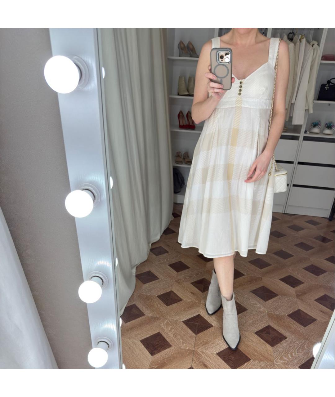 BURBERRY Белый хлопковый сарафан, фото 4