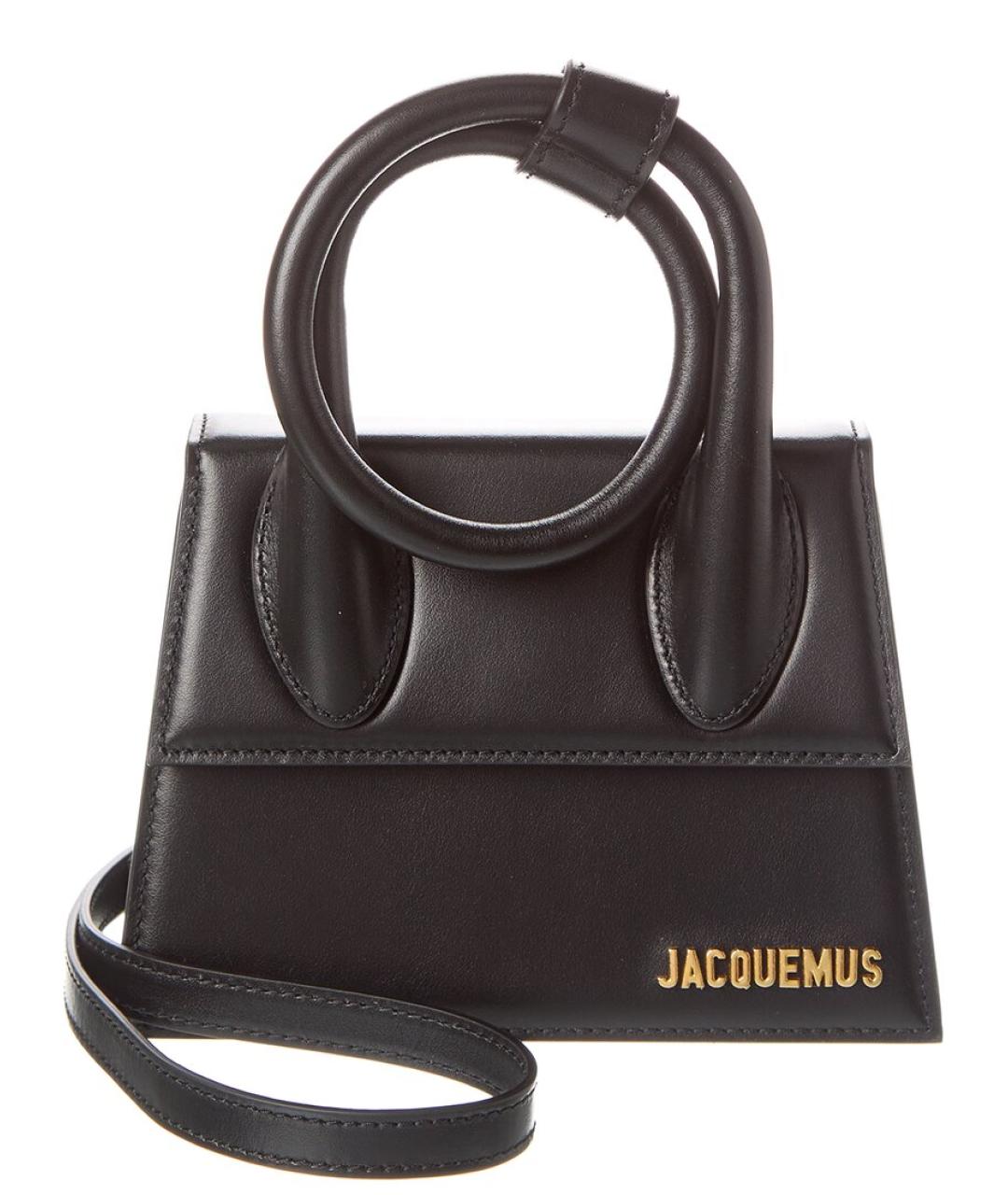 JACQUEMUS Черная кожаная сумка через плечо, фото 1