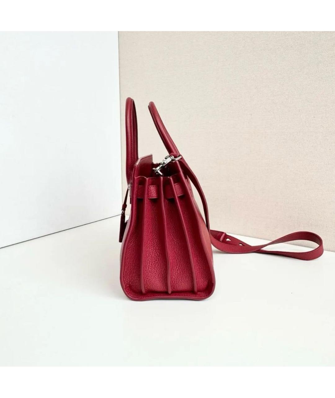 SAINT LAURENT Красная кожаная сумка с короткими ручками, фото 7