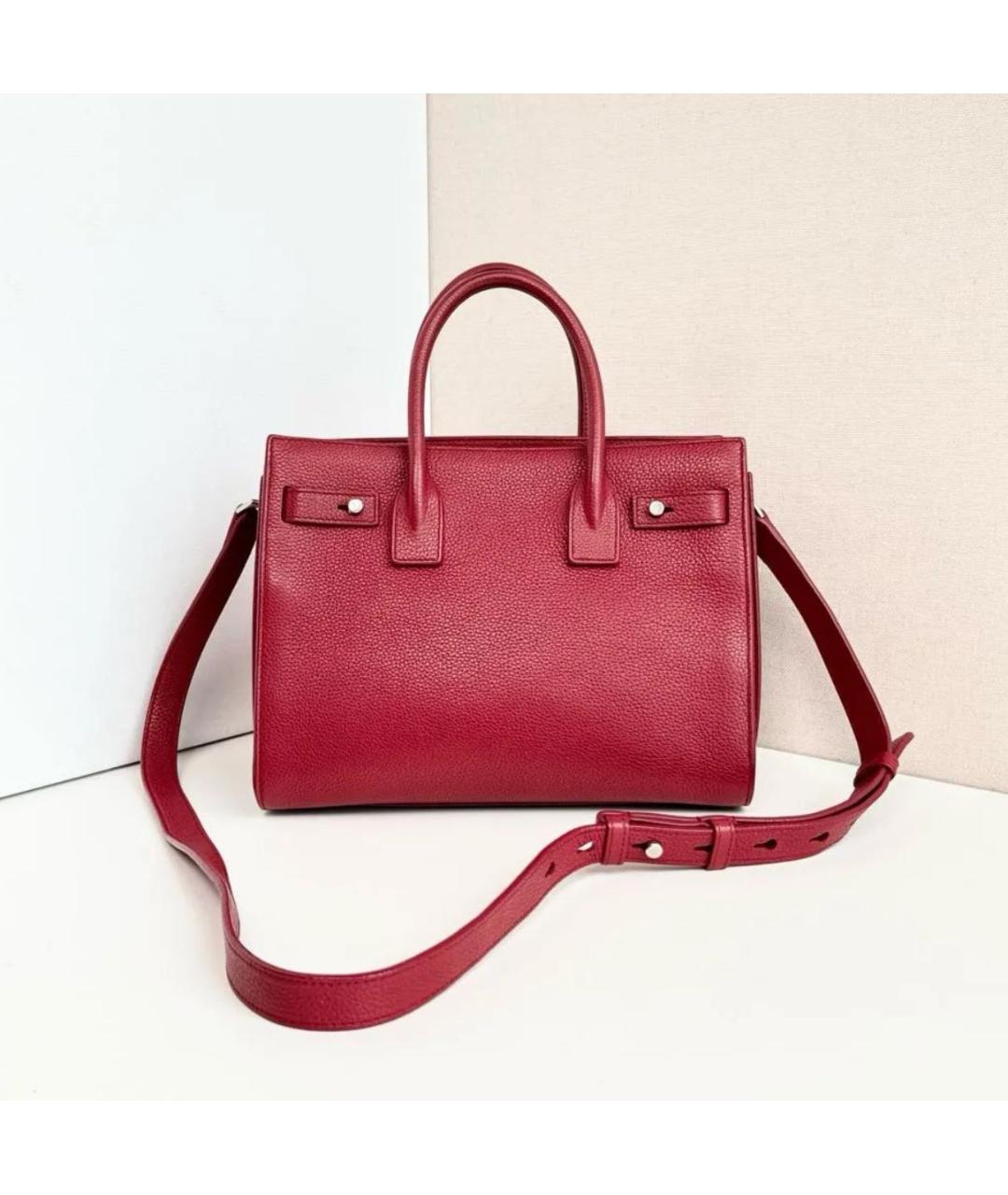 SAINT LAURENT Красная кожаная сумка с короткими ручками, фото 2