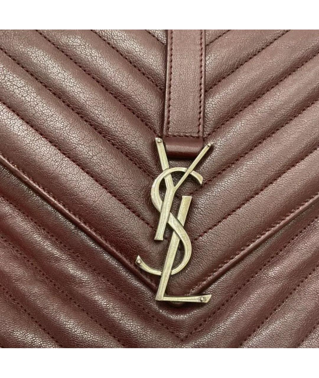 SAINT LAURENT Бордовая кожаная сумка через плечо, фото 8