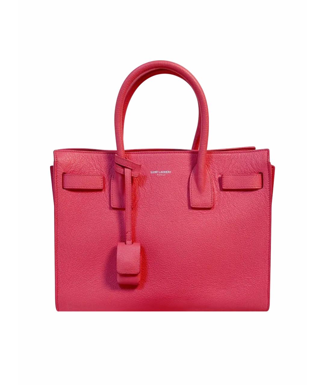 SAINT LAURENT Розовая кожаная сумка с короткими ручками, фото 1