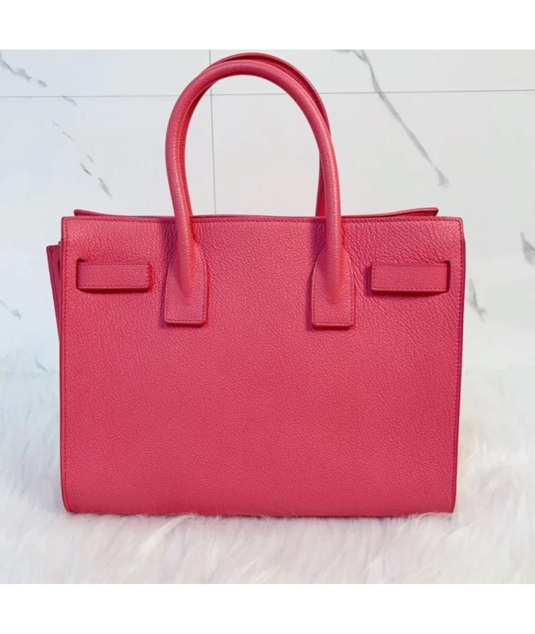 SAINT LAURENT Розовая кожаная сумка с короткими ручками, фото 2