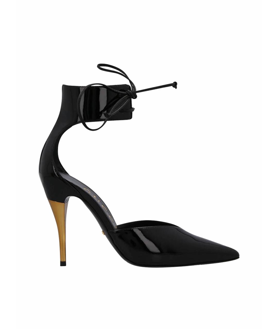 GUCCI Черные босоножки из лакированной кожи, фото 1