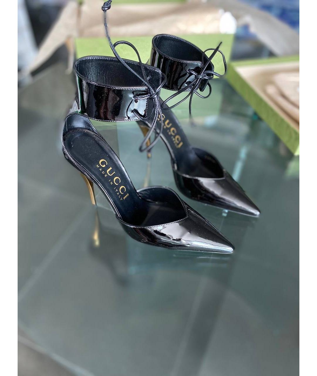 GUCCI Черные босоножки из лакированной кожи, фото 2