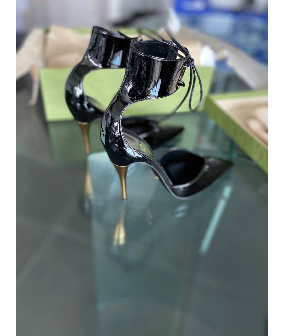 GUCCI Черные босоножки из лакированной кожи, фото 4
