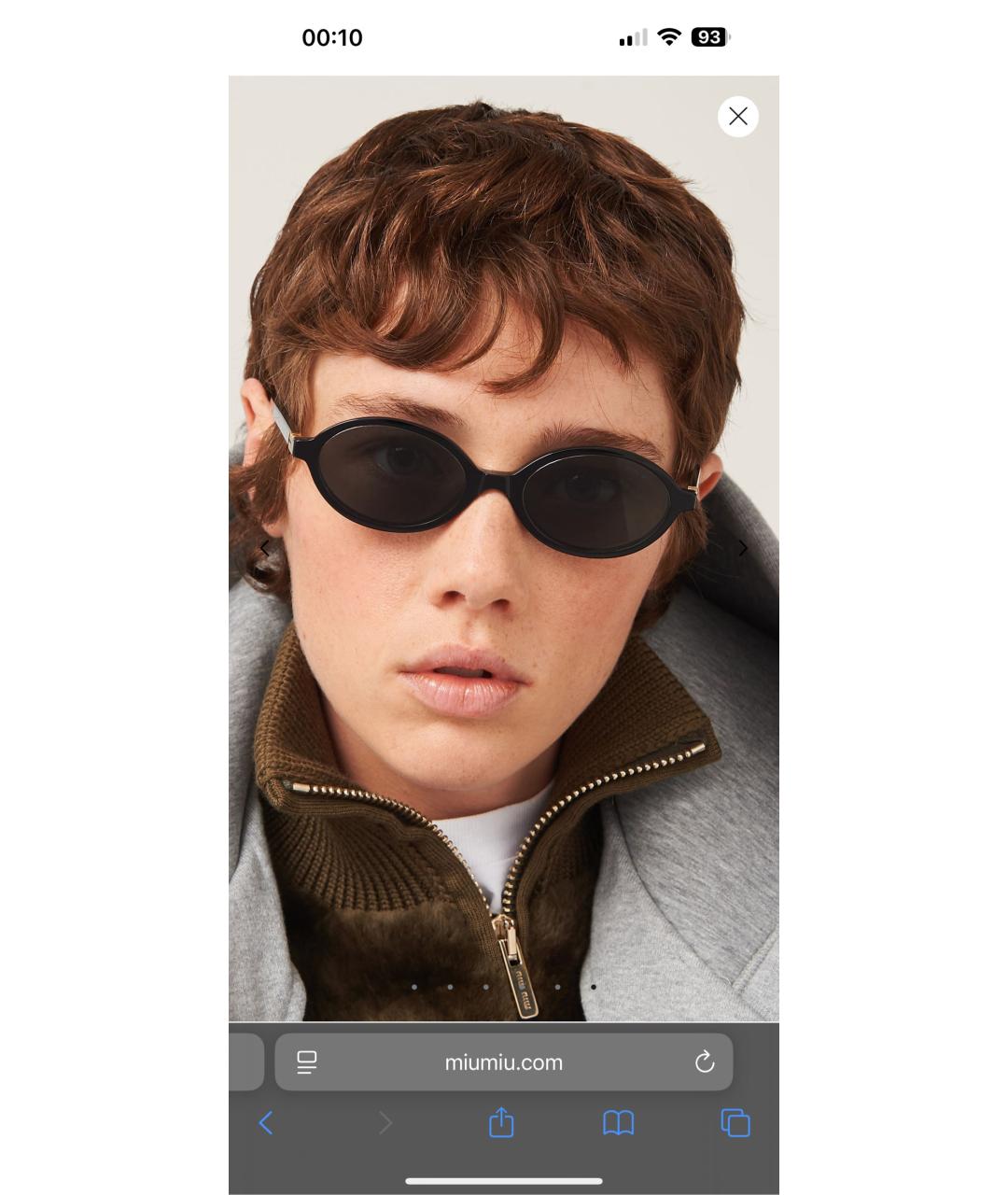 MIU MIU Черные пластиковые солнцезащитные очки, фото 4