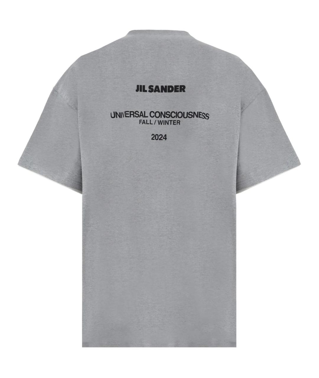 JIL SANDER Серая хлопковая футболка, фото 2