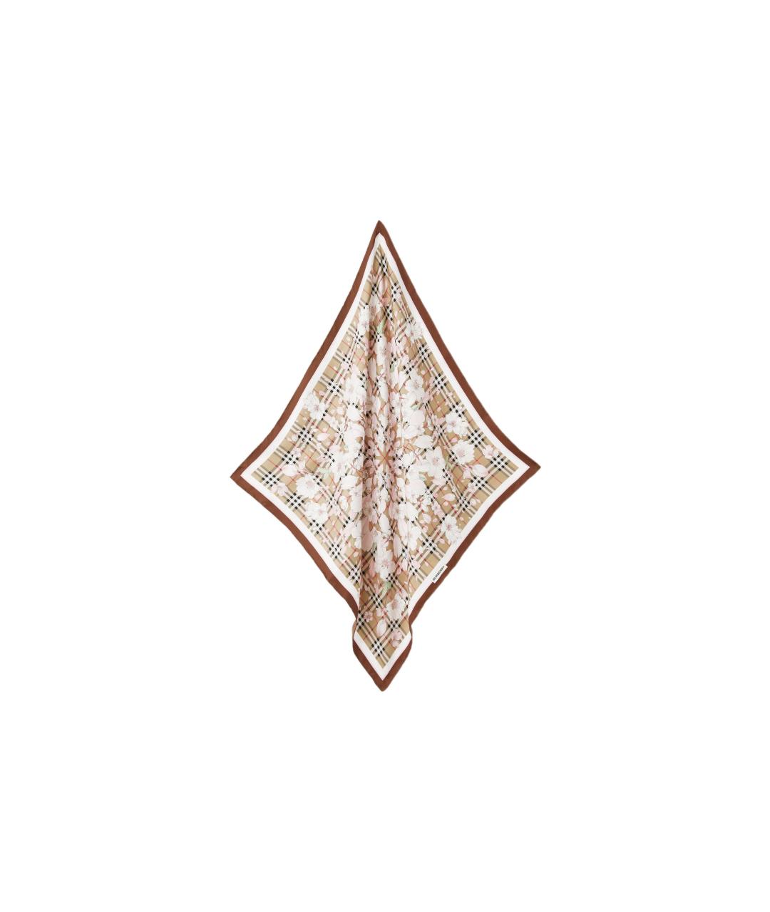 BURBERRY Бежевый шелковый шарф, фото 2