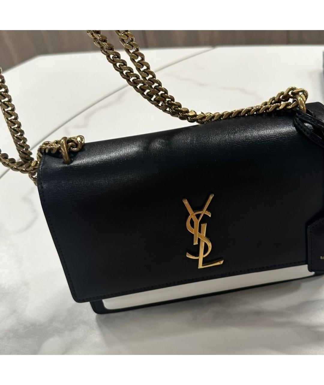 SAINT LAURENT Черная кожаная сумка через плечо, фото 2