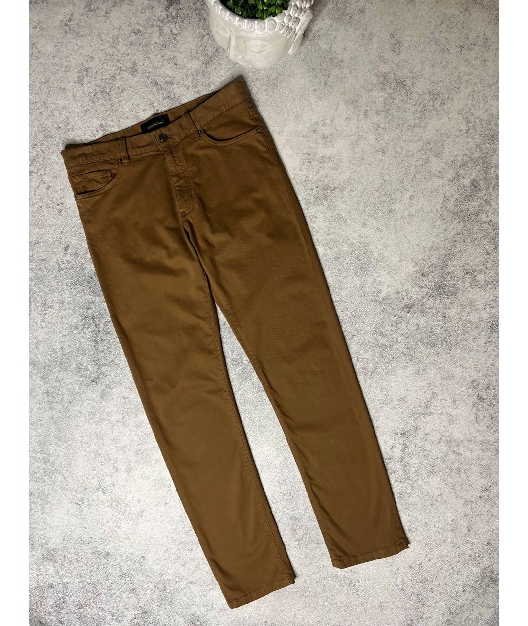 ERMENEGILDO ZEGNA Коричневые хлопко-эластановые брюки чинос, фото 9