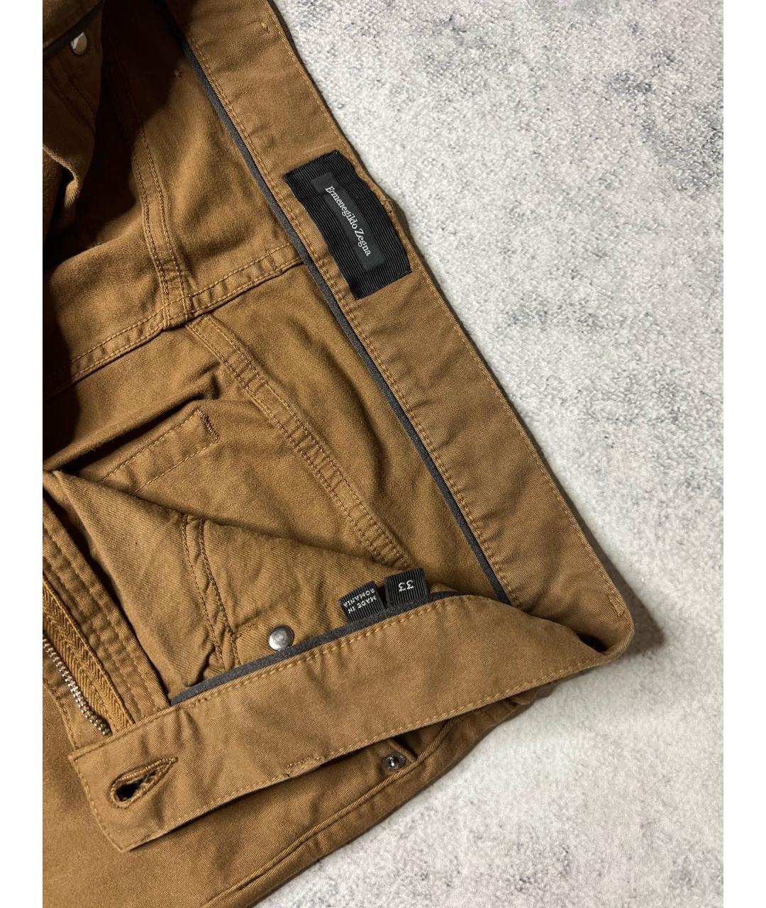ERMENEGILDO ZEGNA Коричневые хлопко-эластановые брюки чинос, фото 7
