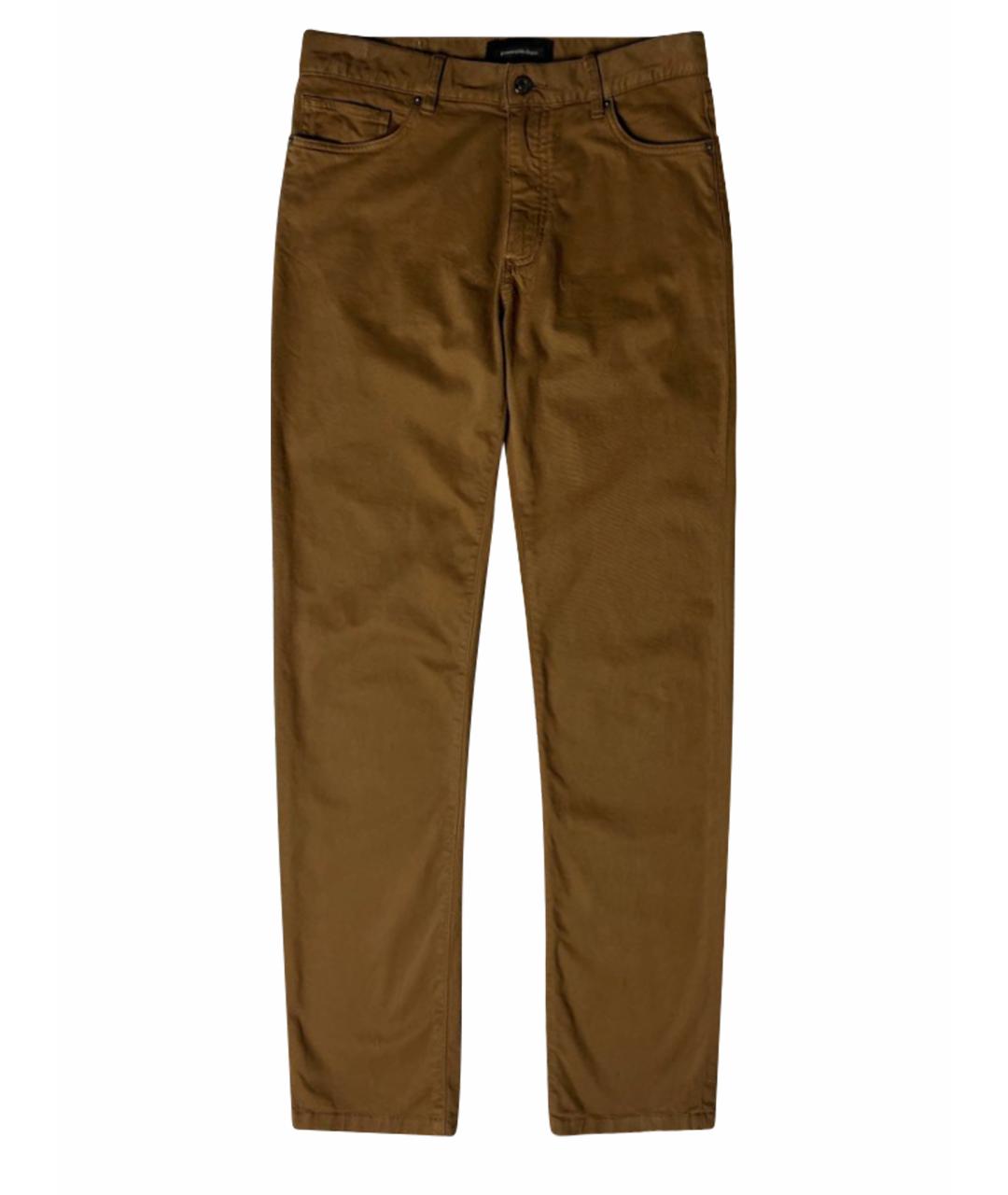 ERMENEGILDO ZEGNA Коричневые хлопко-эластановые брюки чинос, фото 1
