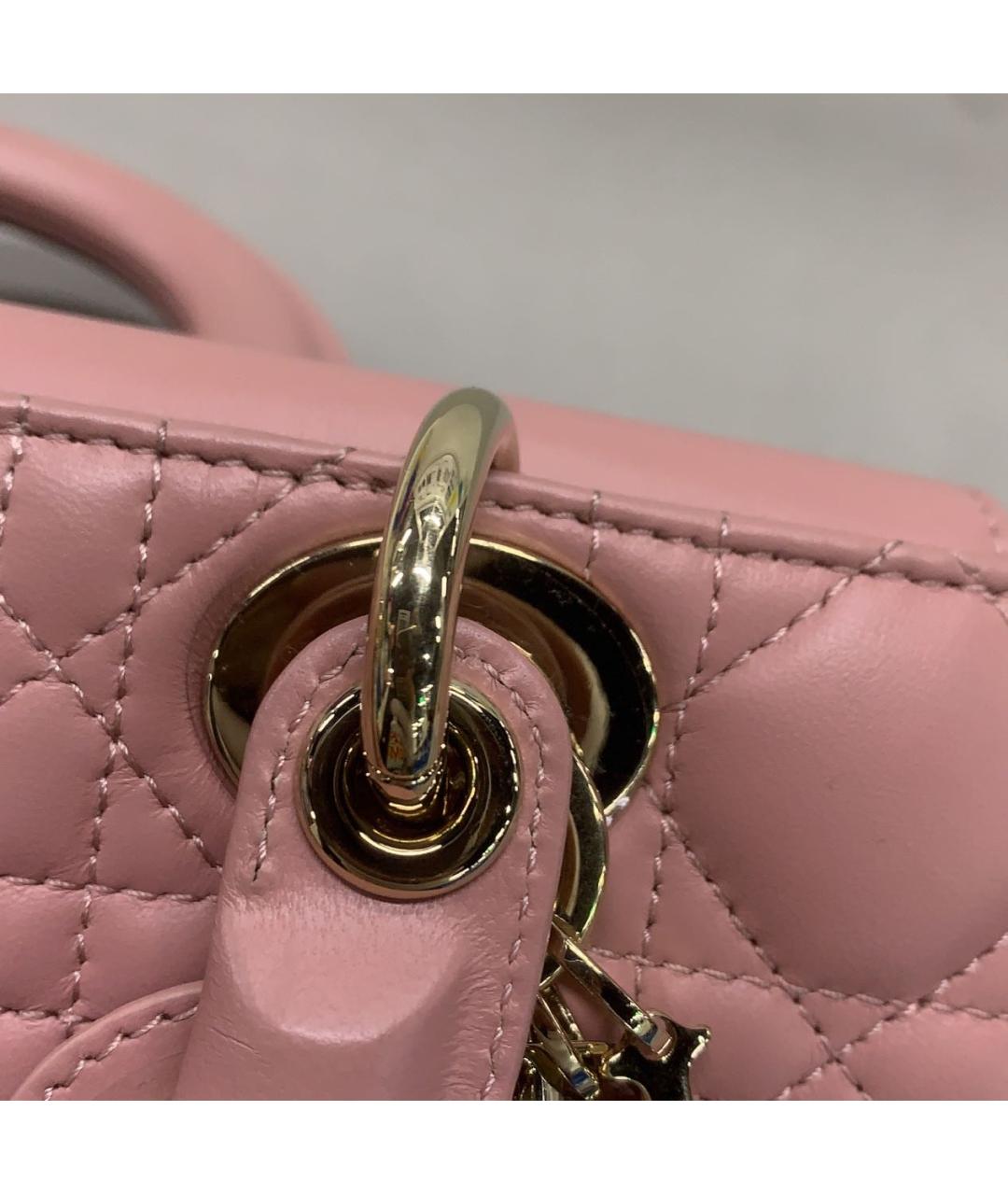 CHRISTIAN DIOR Розовая кожаная сумка с короткими ручками, фото 7