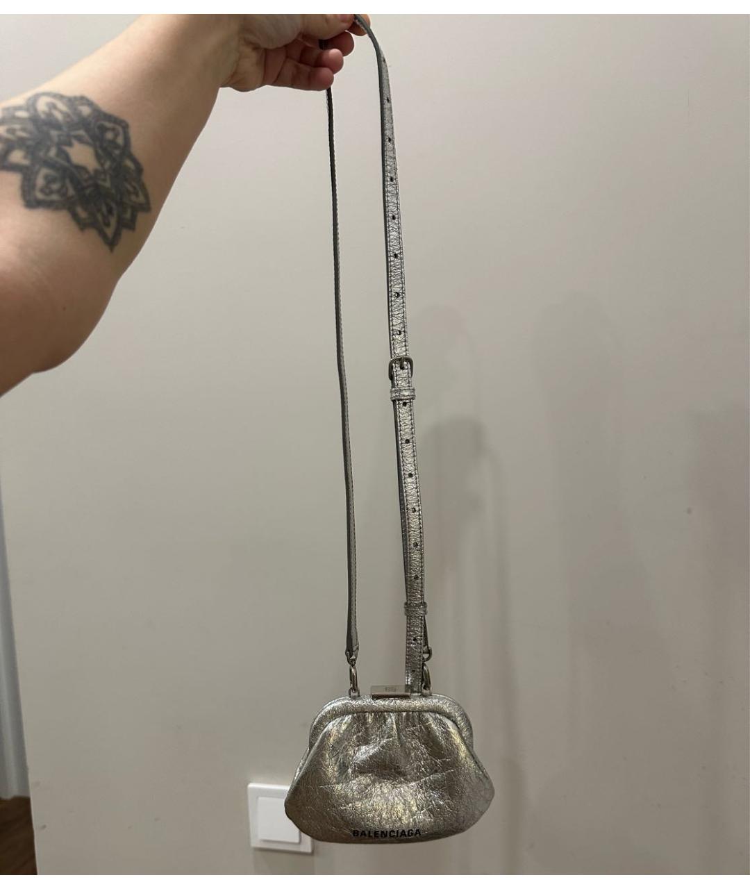 BALENCIAGA Серебряная кожаная сумка через плечо, фото 3