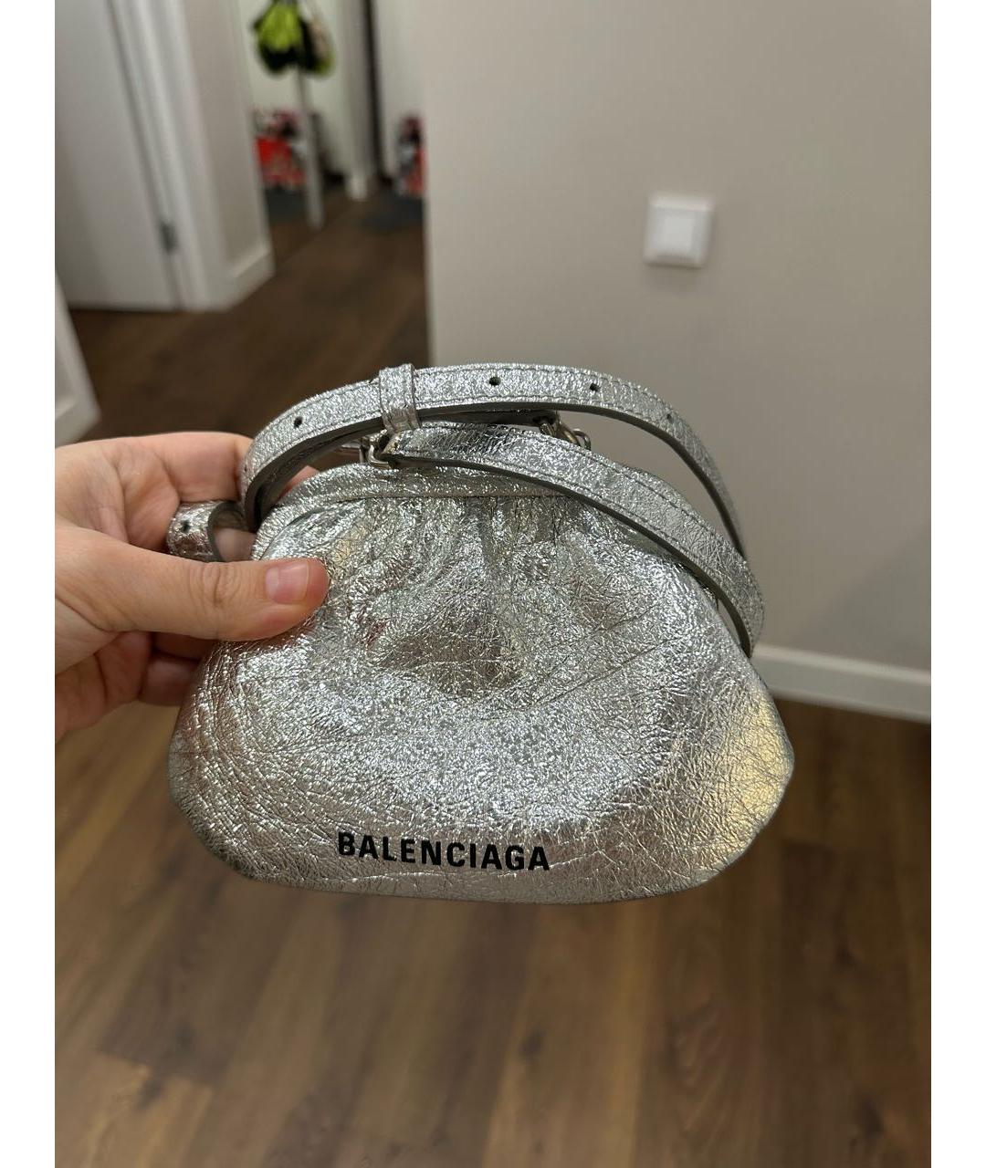 BALENCIAGA Серебряная кожаная сумка через плечо, фото 4