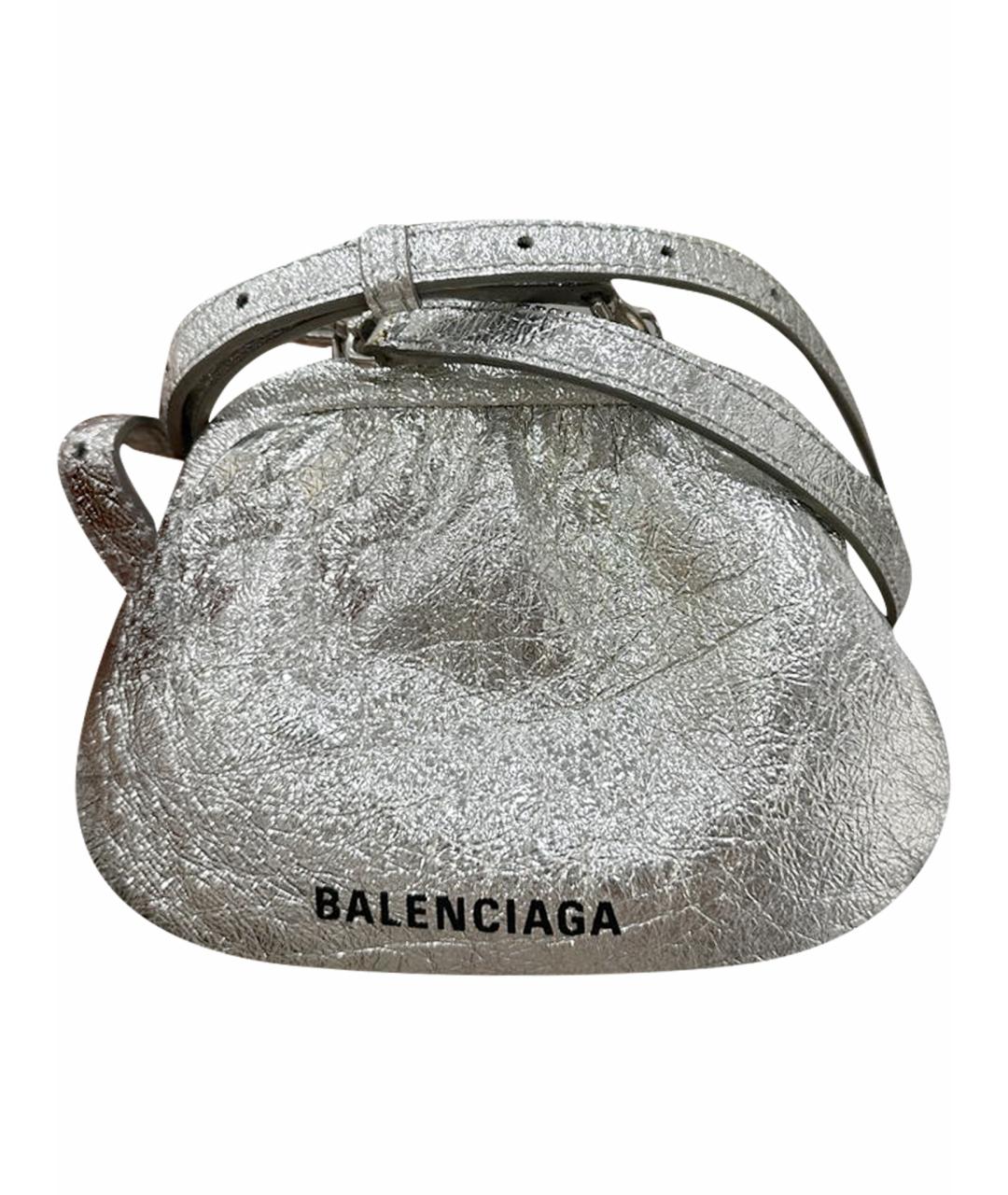 BALENCIAGA Серебряная кожаная сумка через плечо, фото 1