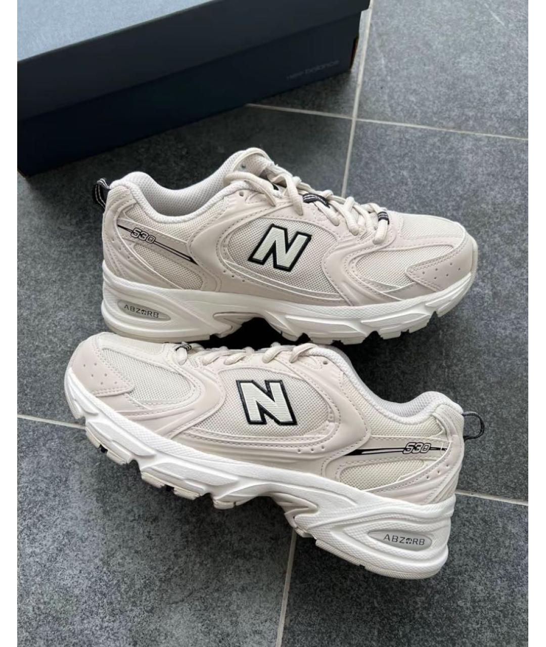 NEW BALANCE Бежевые резиновые низкие кроссовки / кеды, фото 5