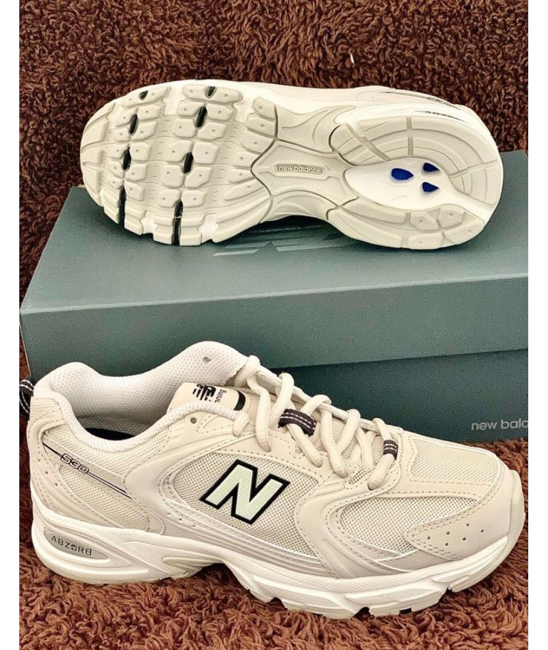 NEW BALANCE Бежевые резиновые кроссовки, фото 5