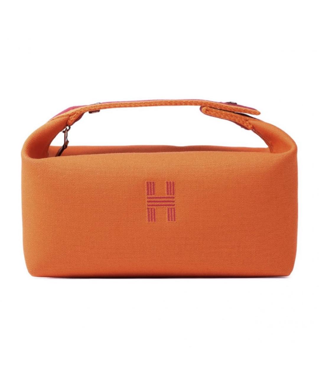 HERMES Оранжевая хлопковая косметичка, фото 9