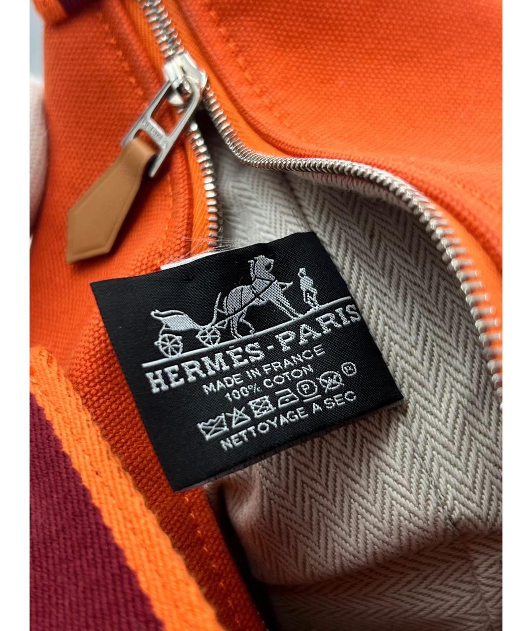 HERMES Оранжевая хлопковая косметичка, фото 7