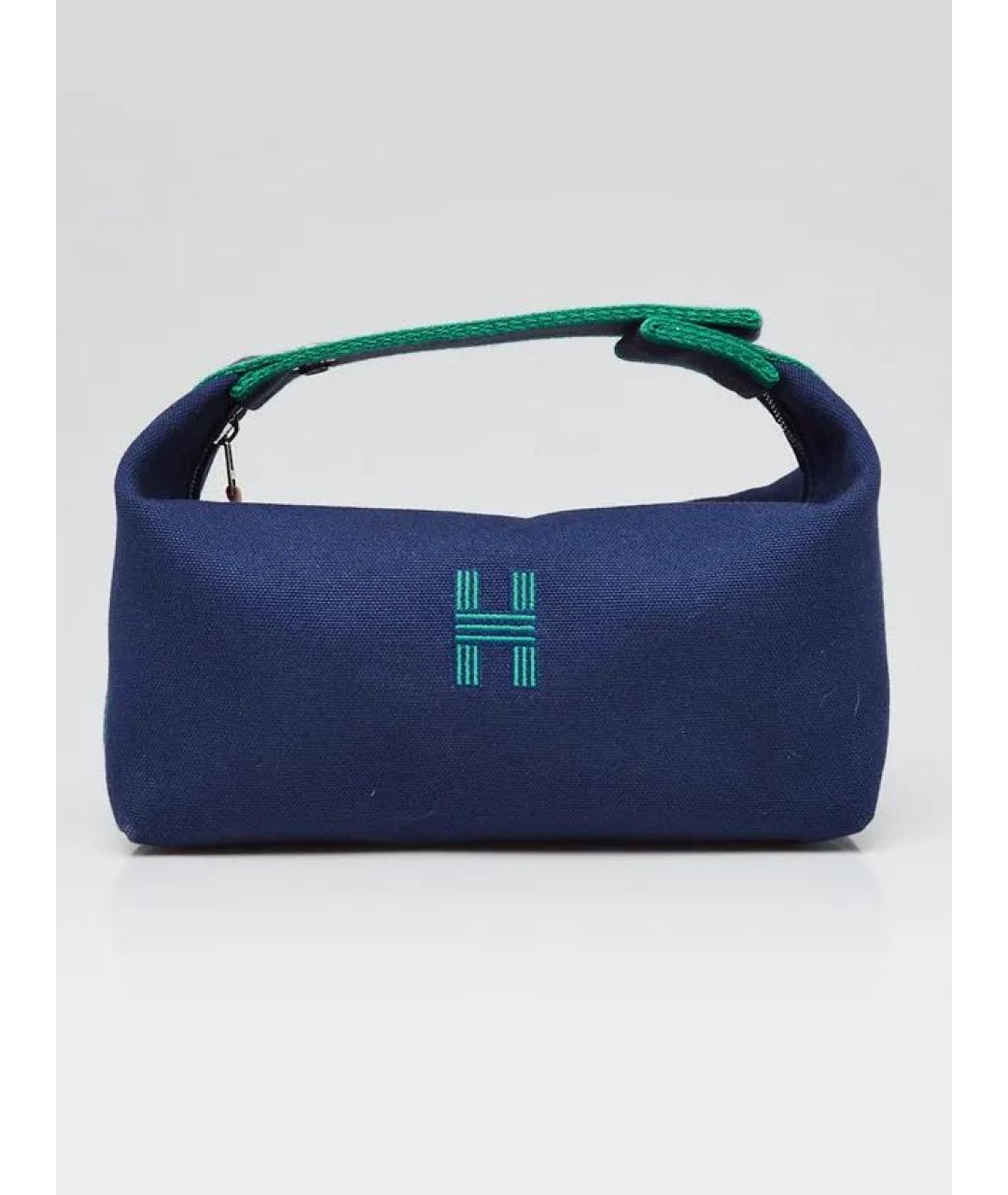 HERMES Темно-синяя хлопковая косметичка, фото 9