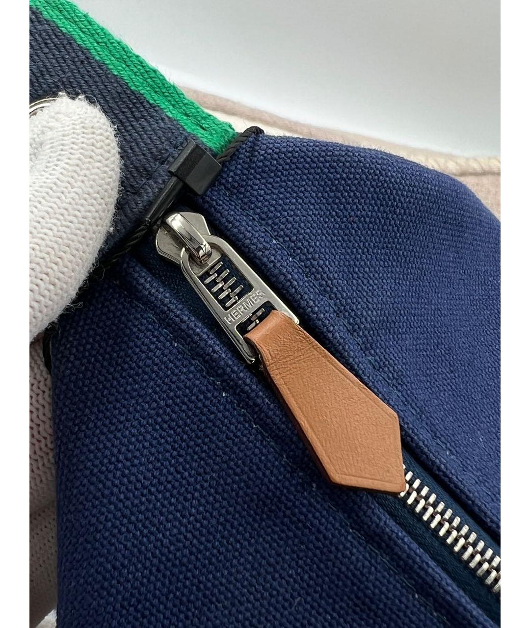 HERMES Темно-синяя хлопковая косметичка, фото 4