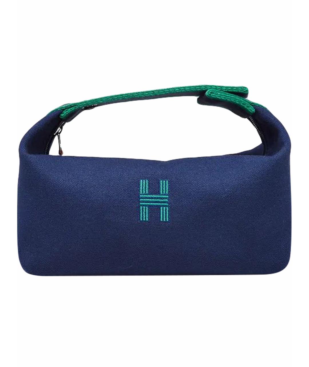 HERMES Темно-синяя хлопковая косметичка, фото 1