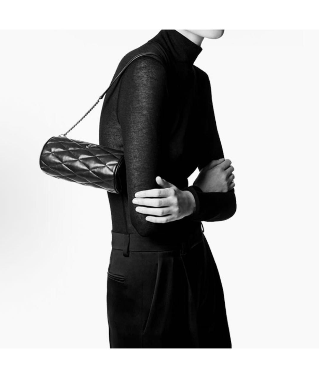 SAINT LAURENT Черная кожаная сумка с короткими ручками, фото 5