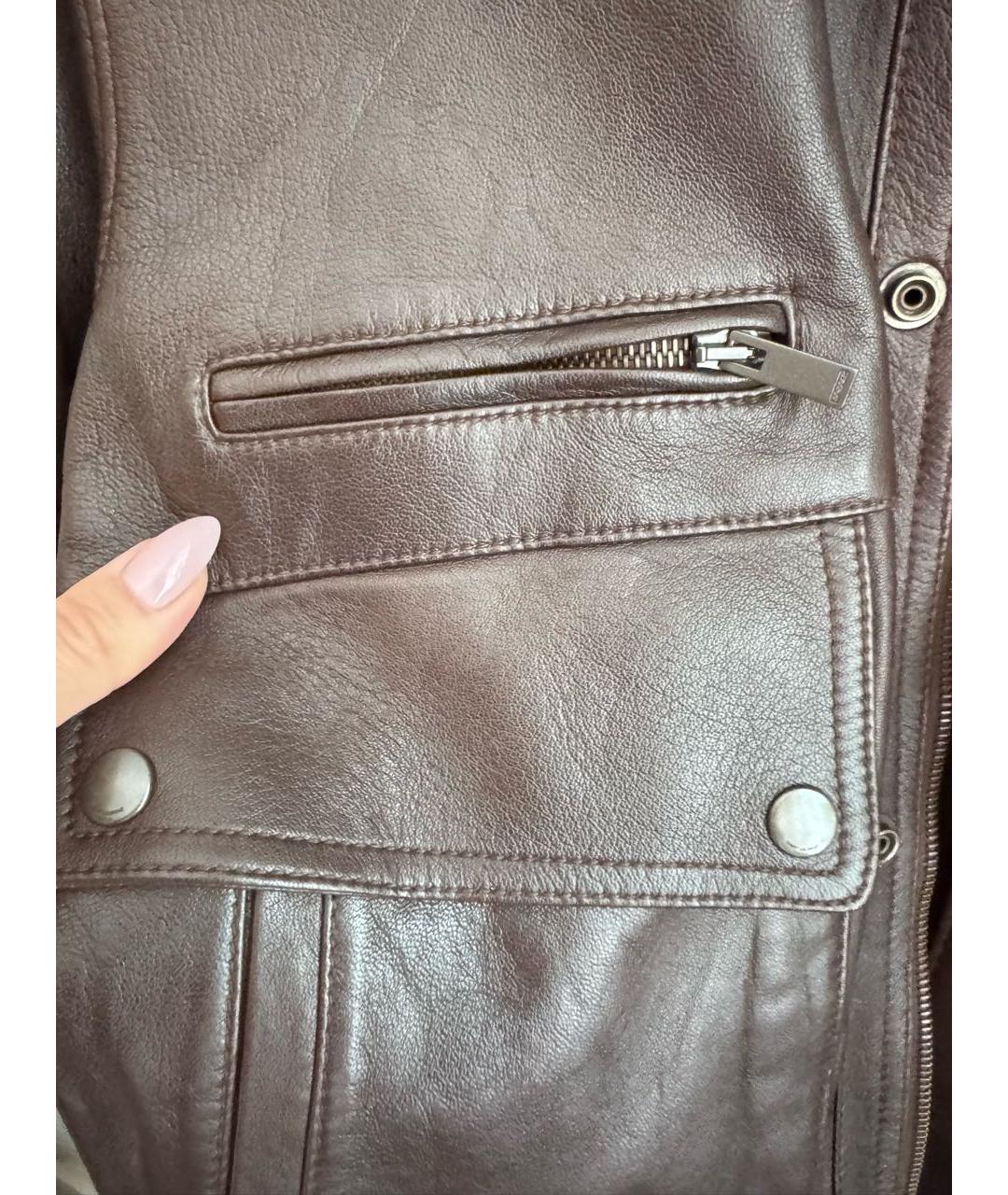 SAINT LAURENT Коричневая кожаная куртка, фото 3