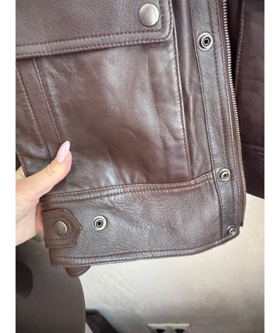 SAINT LAURENT Коричневая кожаная куртка, фото 5