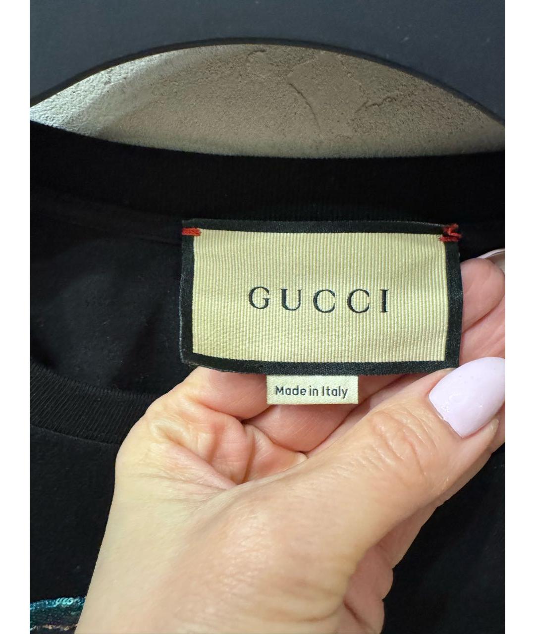 GUCCI Черная хлопковая футболка, фото 4