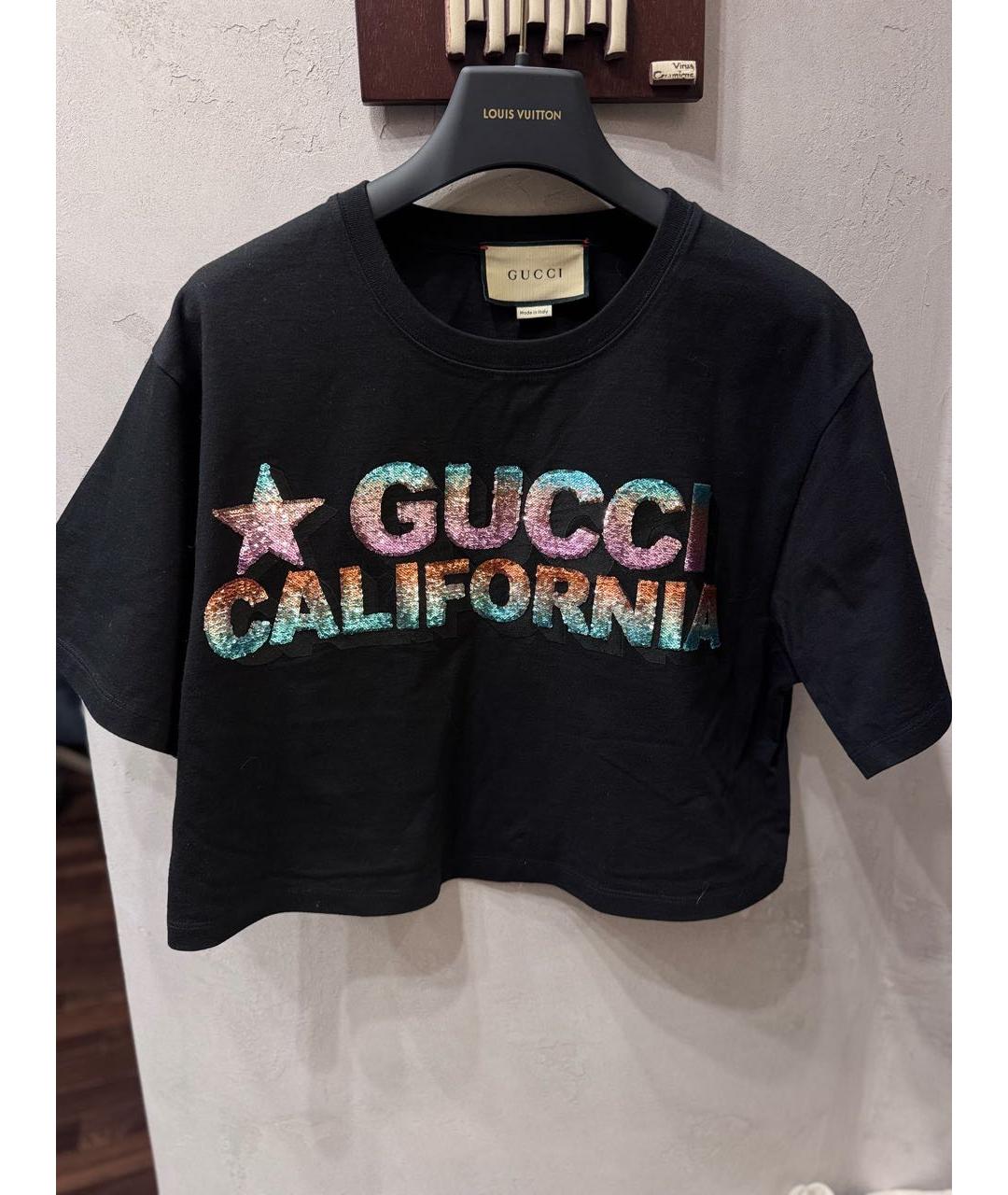 GUCCI Черная хлопковая футболка, фото 5