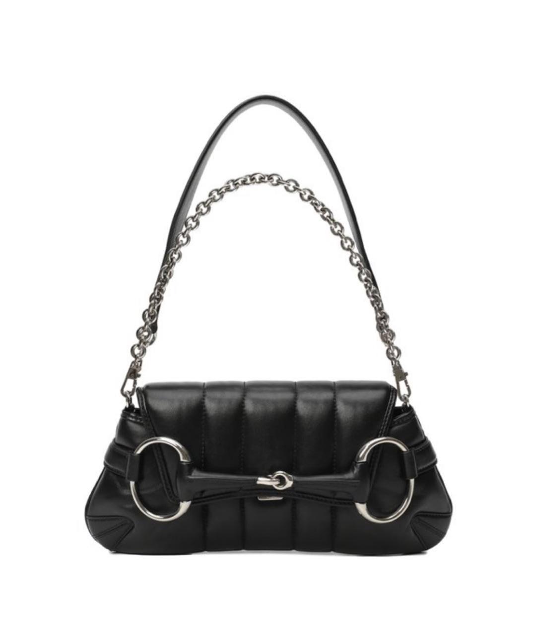 GUCCI Черная кожаная сумка с короткими ручками, фото 1