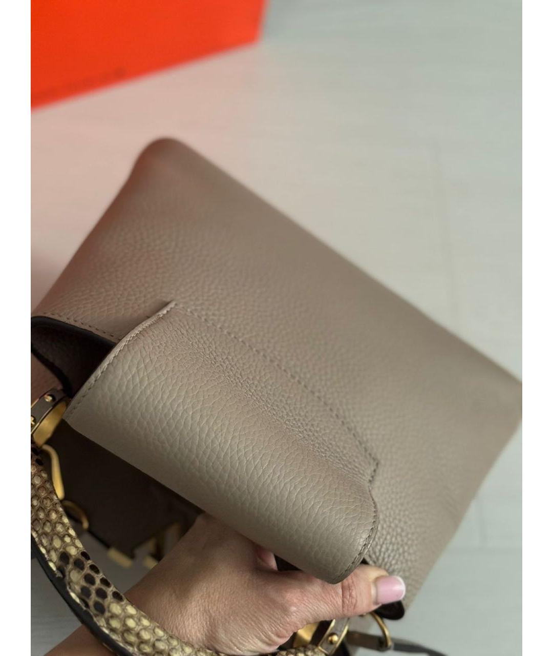 LOUIS VUITTON Бежевая кожаная сумка через плечо, фото 3