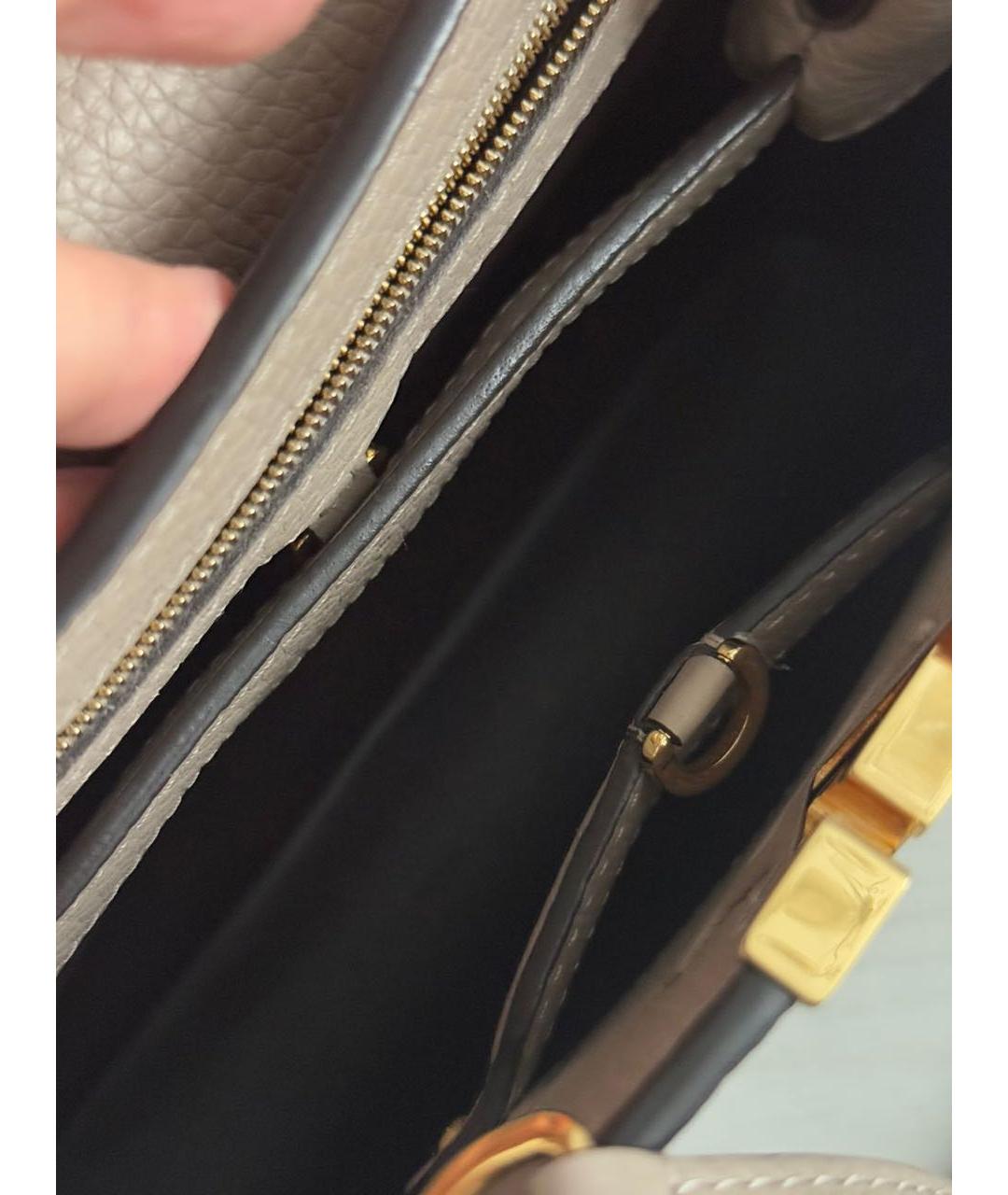 LOUIS VUITTON Бежевая кожаная сумка через плечо, фото 5