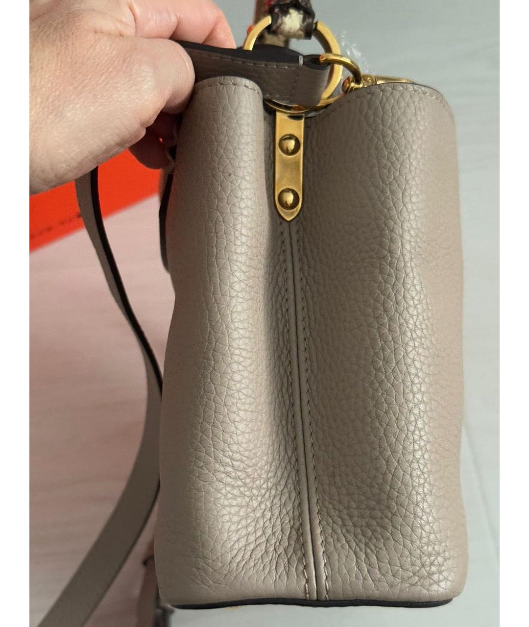 LOUIS VUITTON Бежевая кожаная сумка через плечо, фото 2
