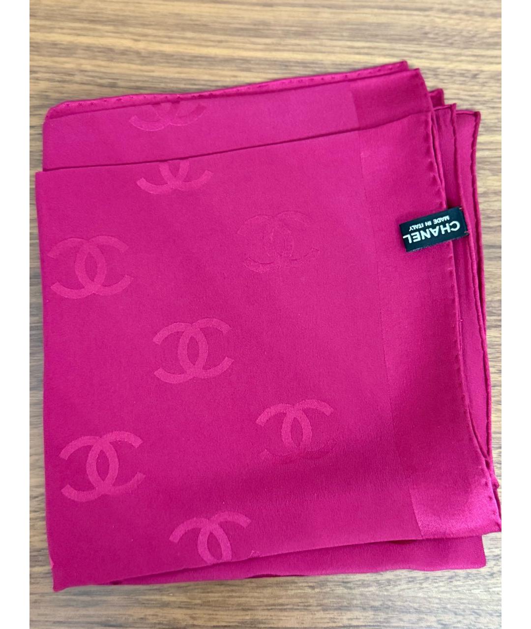 CHANEL Красный шелковый шарф, фото 5