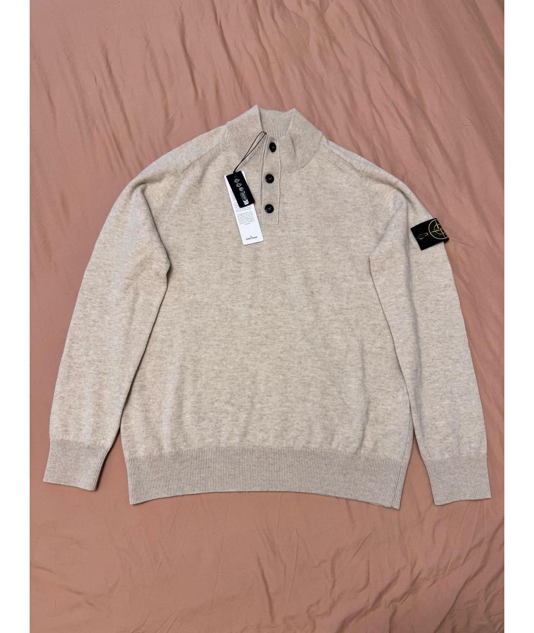 STONE ISLAND Бежевый шерстяной джемпер / свитер, фото 2