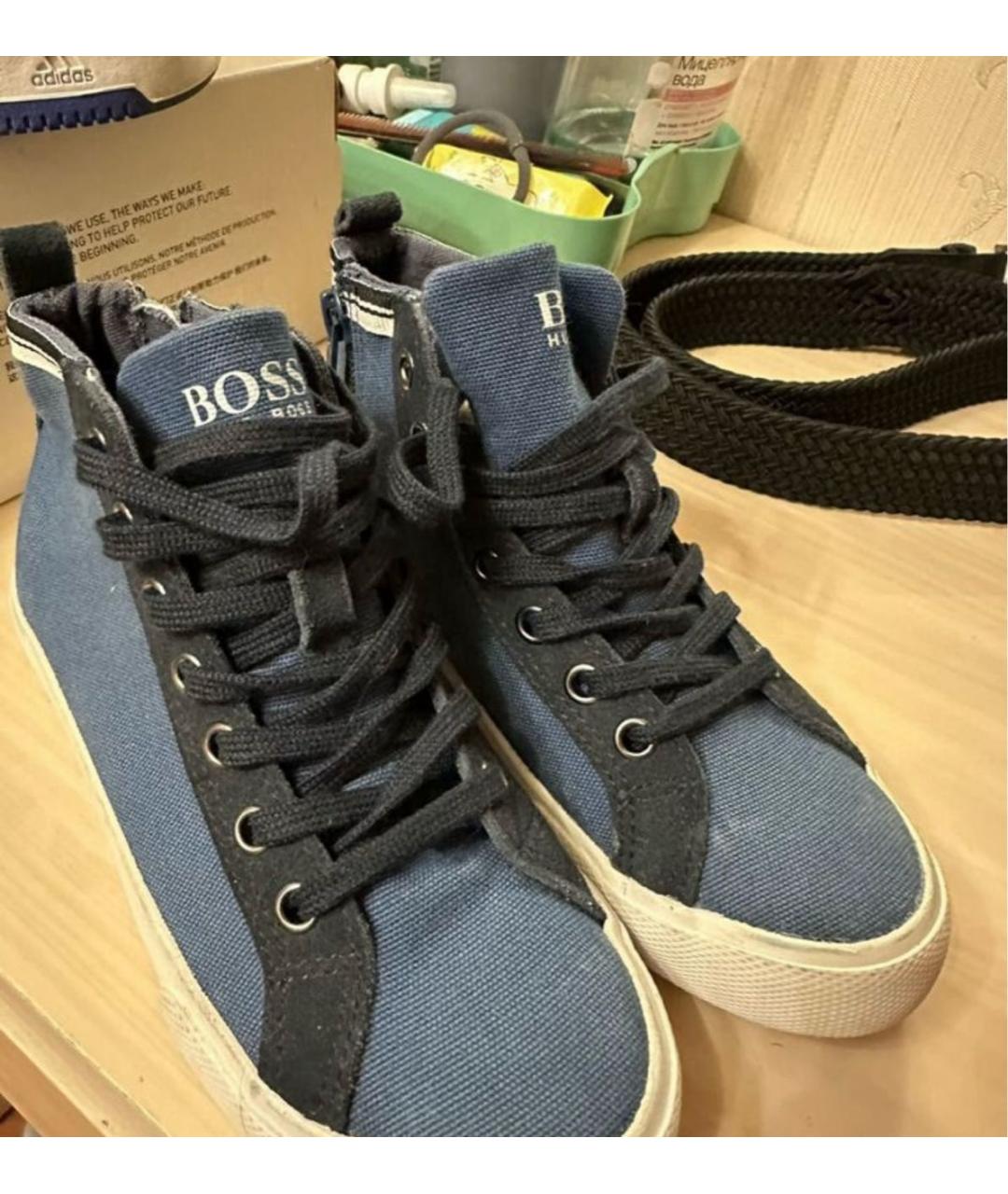 HUGO BOSS Синие текстильные кеды, фото 2