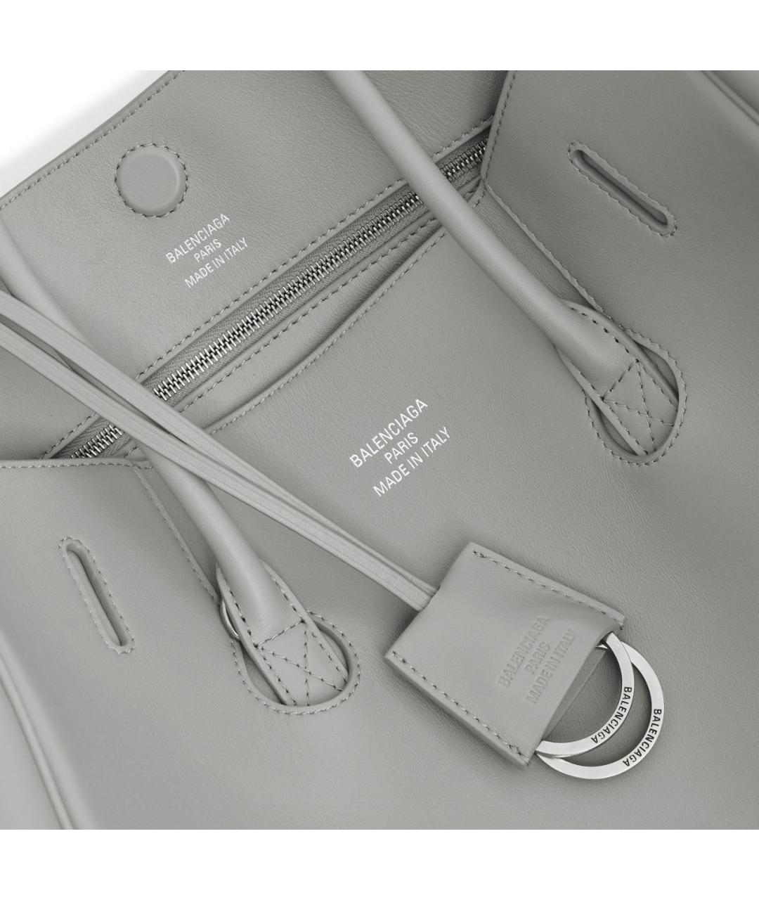BALENCIAGA Серая кожаная сумка тоут, фото 5