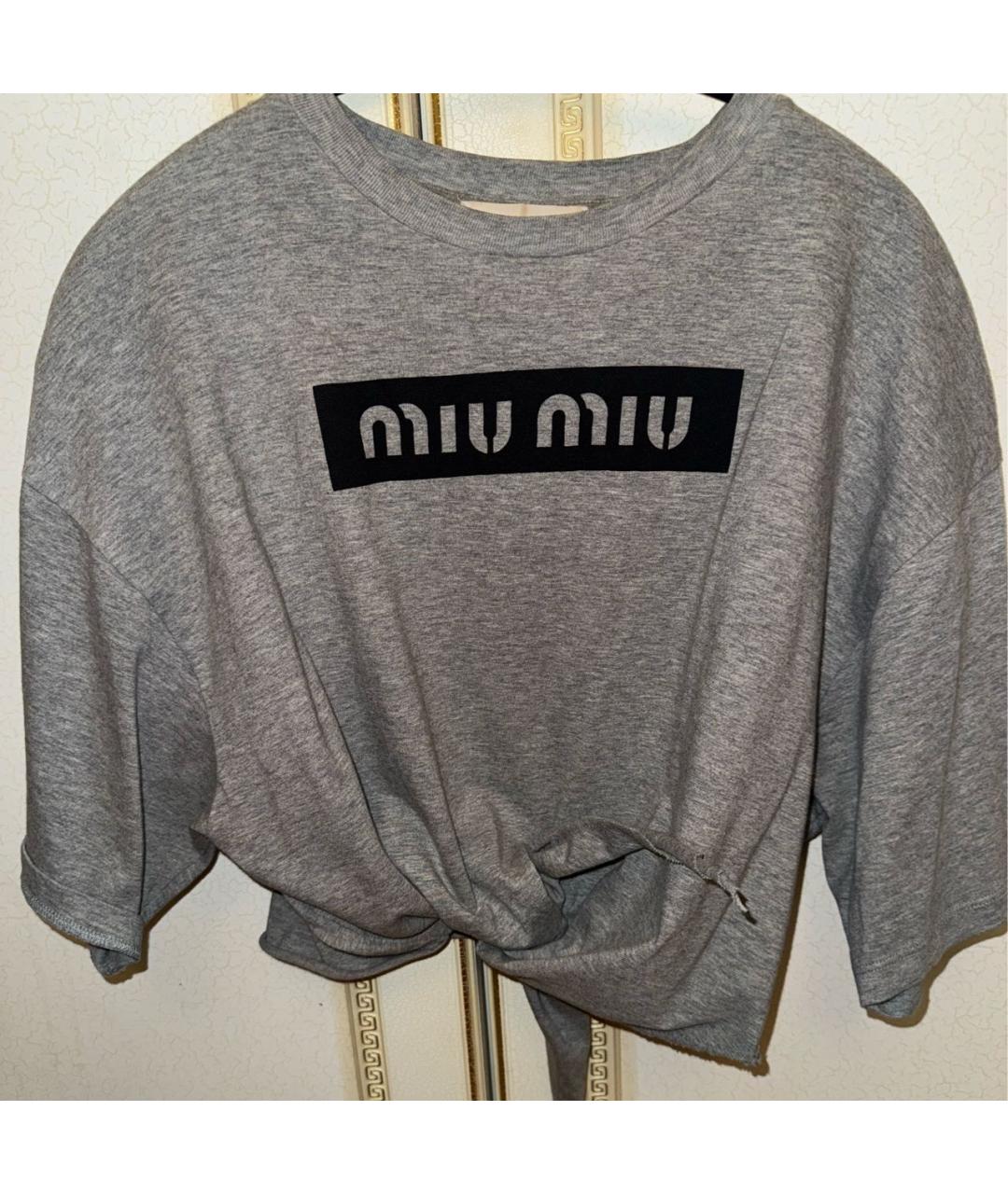 MIU MIU Серая футболка, фото 5